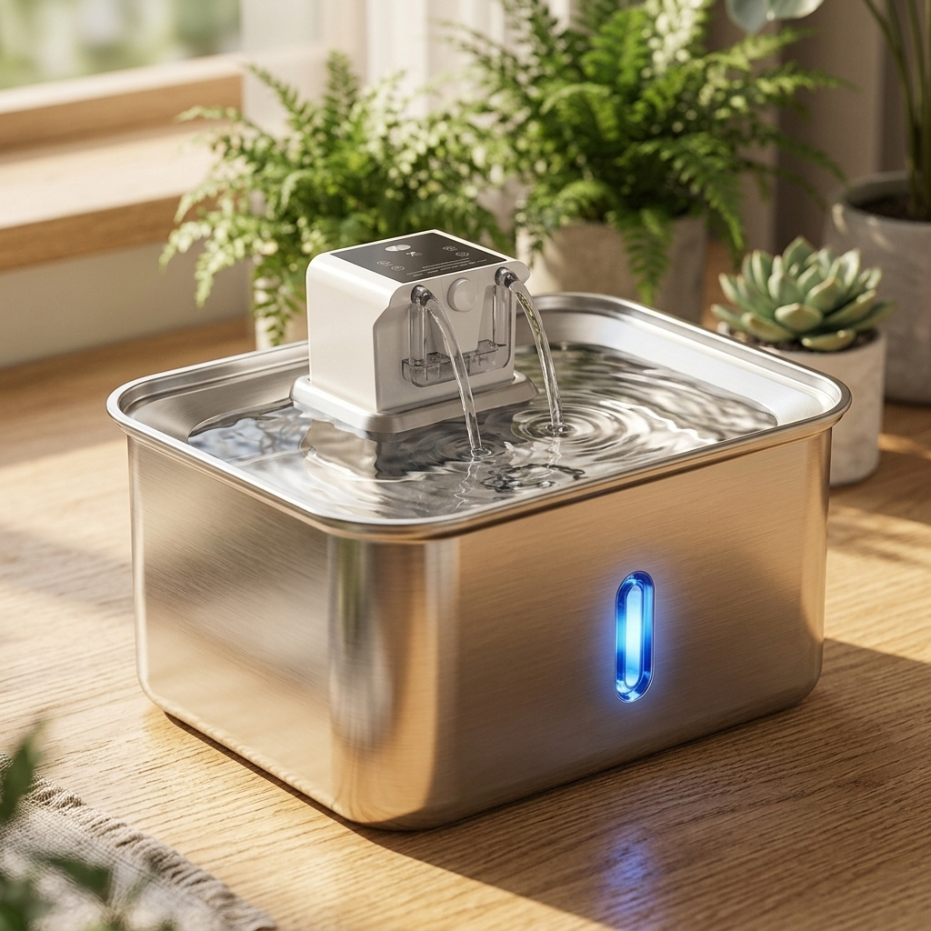 Fontaine à eau pour chat- Inox Rechargeable sans fil MAVRO
